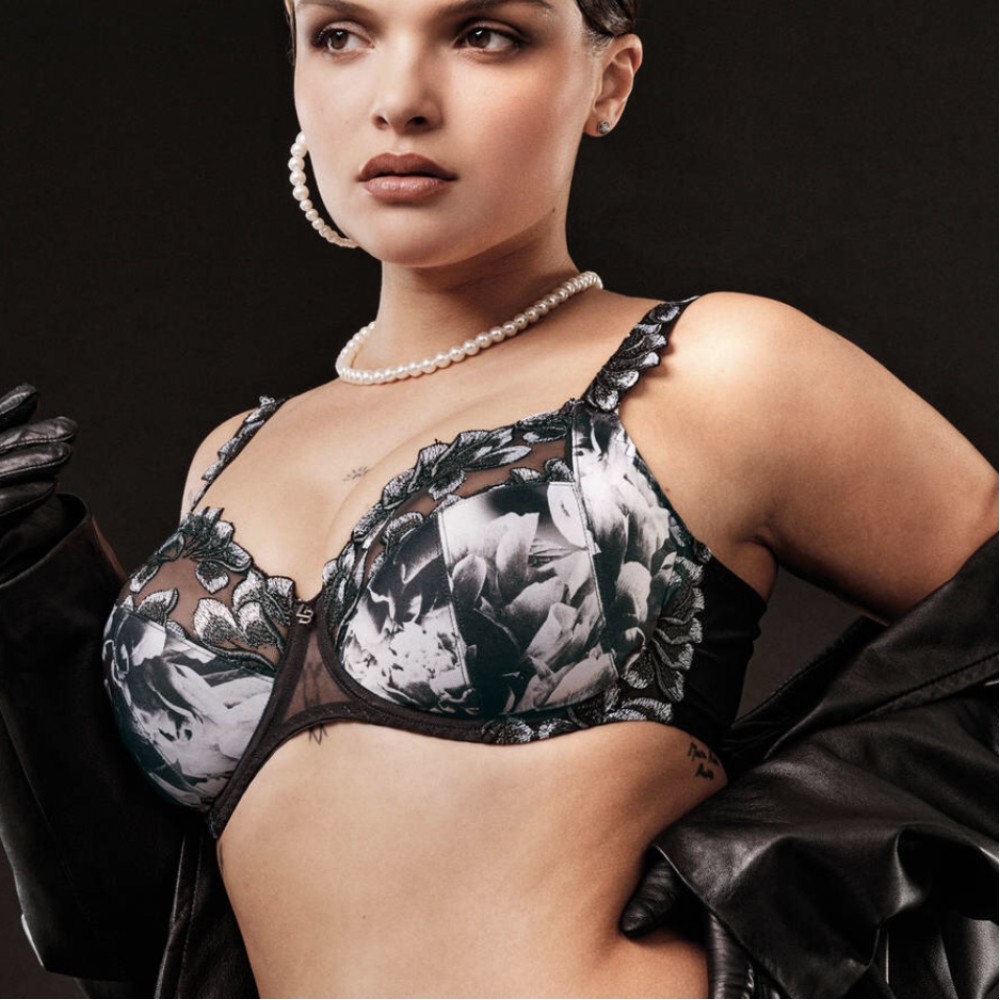 Louisa Bracq Maple Flower Bra in Smoke Mystique Lingerie